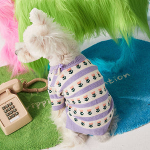 Elevate Your Pet’s Style with the Purple Flower Pet Sweater Cardigan